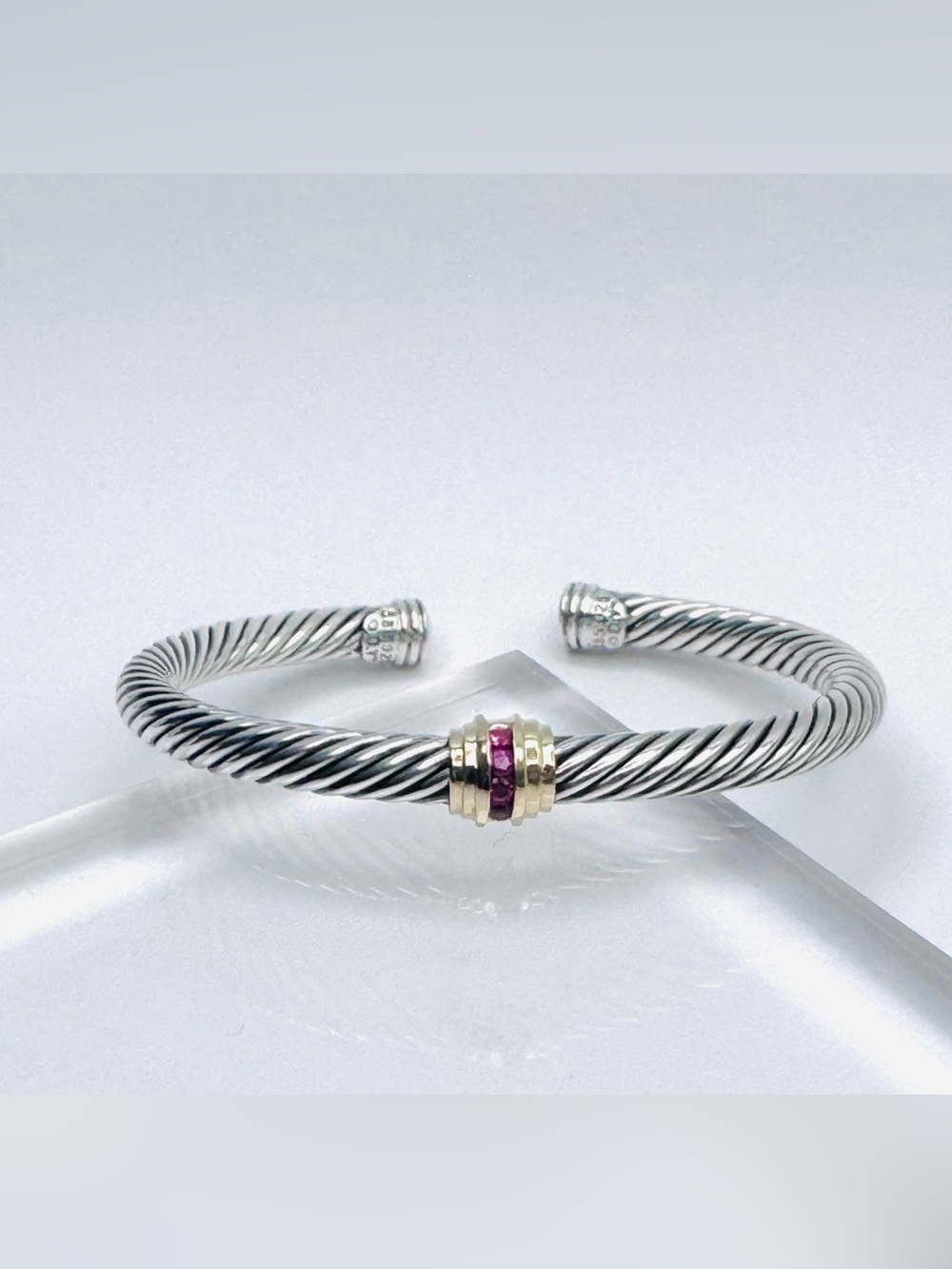 David Yurman 5mm Rhodolite Garnet
Station Bracelet with Gold
